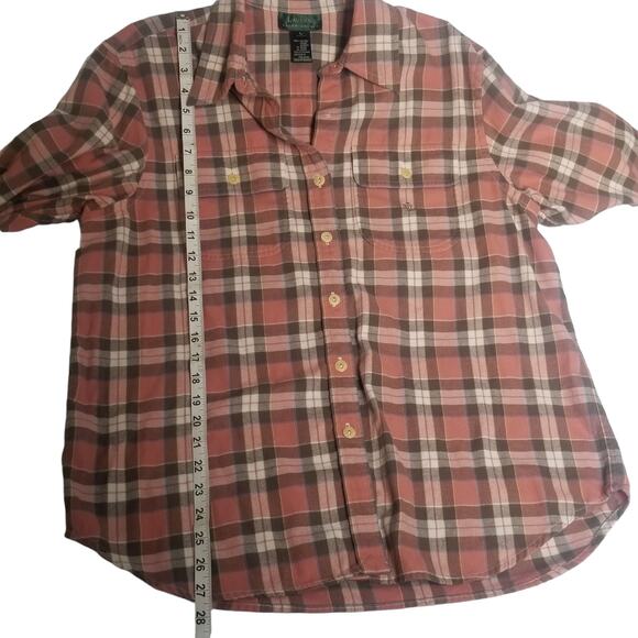 Lauren Ralph Lauren Vintage Plaid Flannel Shacket Work Shirt, Size L - Picture 9 of 11
